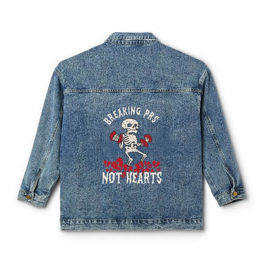 Anti Valentine´s Day Broken Heart Powerlifting Gym Classic Women's Denim Jackets