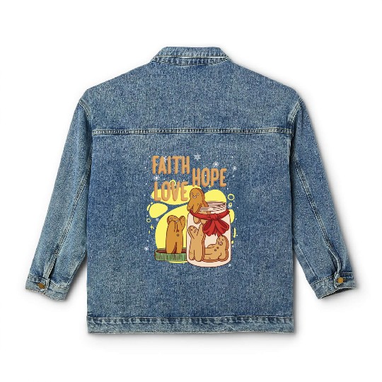 Faith Hope Love Religious Christmas Costume Classic Women's Denim Jackets