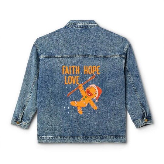 Faith Hope Love Religious Christmas Costume Classic Women's Denim Jackets