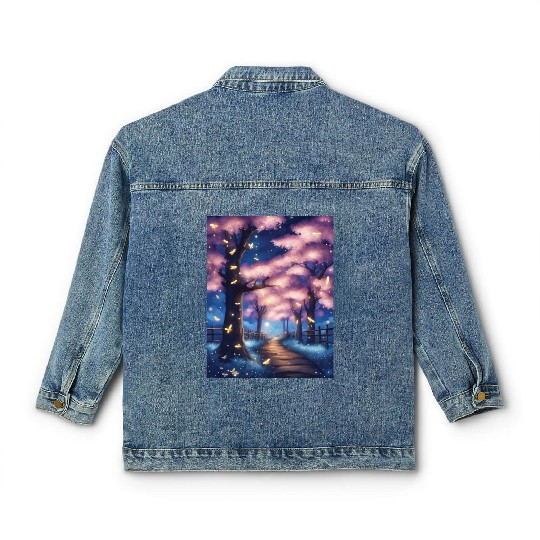 Fireflies In Cherry Blossom Trees Classic Women's Denim Jackets