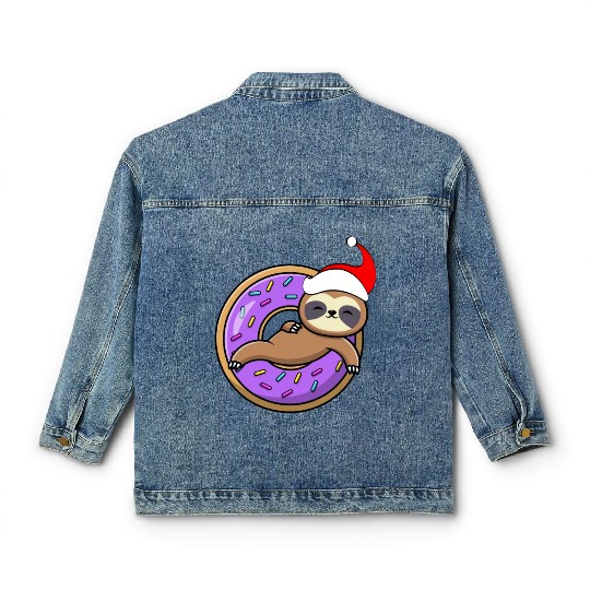 Sloth and Donut Christmas Classic Women's Denim Jackets