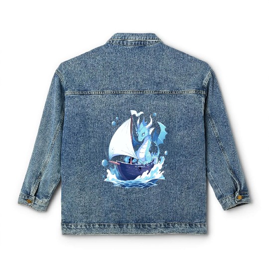 Ice Sailing Dragon Ice Sailor Ice Boating Yachting Classic Women's Denim Jackets