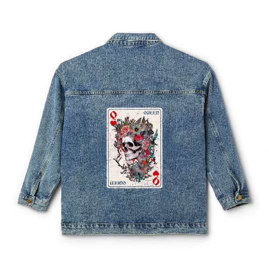 Queen of Hearts Card Game Horror Heart Queen Classic Women's Denim Jackets