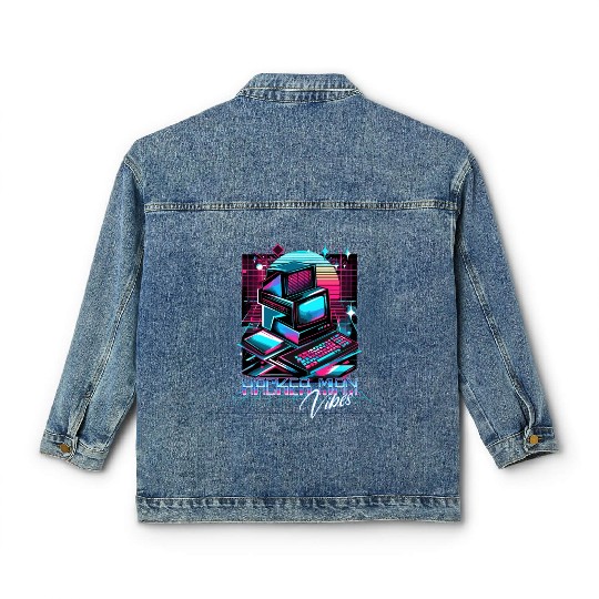 Retro Neon Hacker Man Vibes 90s Classic Women's Denim Jackets
