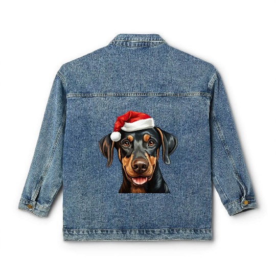 Doberman Pinscher Christmas Dog Classic Women's Denim Jackets