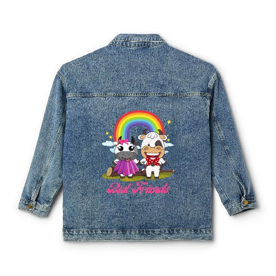 Cow Mooey Cute Strawberry Cow Best Friends Classic Women's Denim Jackets