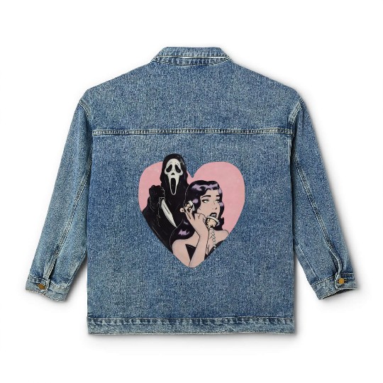 ghostface phone call love heart Classic Women's Denim Jackets