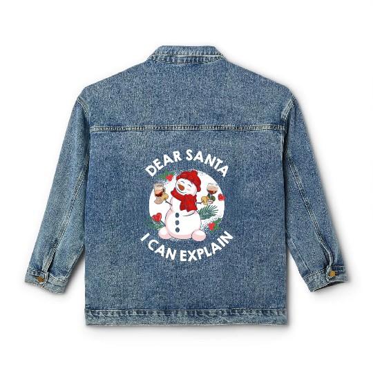 Schneemann Dear Santa I can Explain Funny Classic Women's Denim Jackets