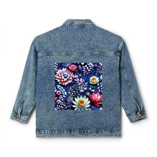 Midnight Floralscape Classic Women's Denim Jackets