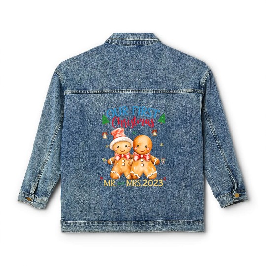 gingerbread couple first Christmas Mr. and Mrs. Classic Women's Denim Jackets