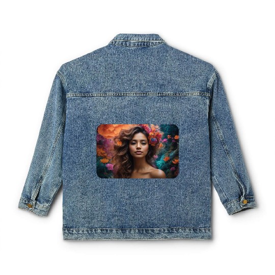 Enchanted Eco-Trip: Nature's Psychedelic Embrace Classic Women's Denim Jackets
