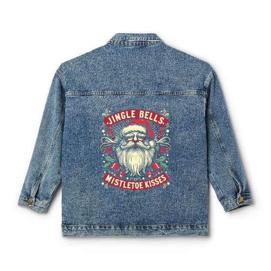 Jingle Bells Mistletoe Kisses Classic Women's Denim Jackets