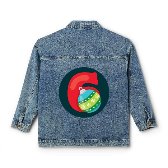 Number 6 Christmas Balls Age Six Classic Women's Denim Jackets