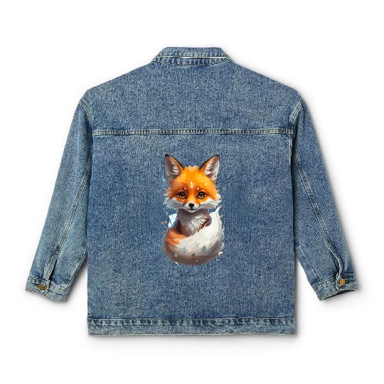 Cute Adorable Kawaii Autumn Fox Art Illustration Classic Women's Denim Jackets