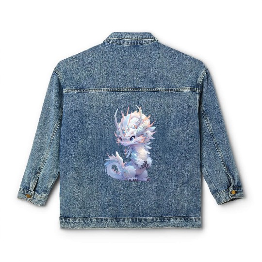 Chibi storybook dragon Classic Women's Denim Jackets