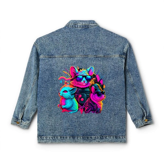 Pocket-Sized Joy: Hamster Haven Classic Women's Denim Jackets