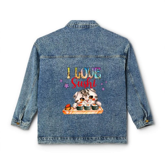 I love Sushi - Cat sushi Classic Women's Denim Jackets