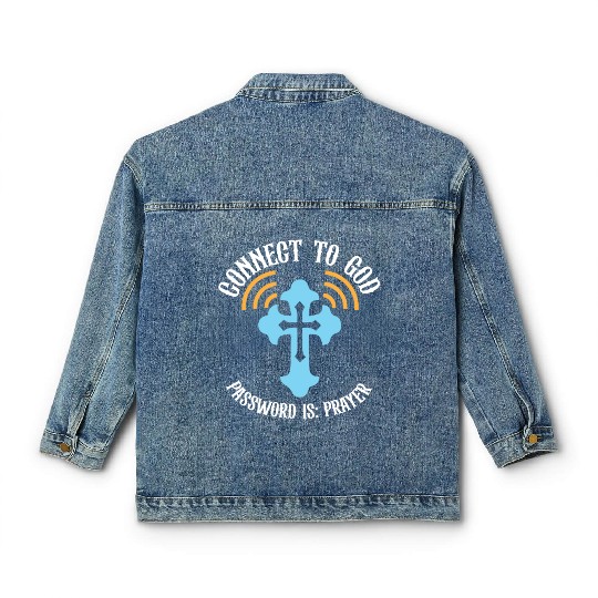 Connect to God I Love Jesus Believer Scripture Classic Women's Denim Jackets