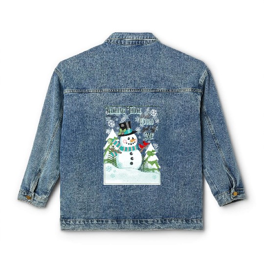 Funny Cranky Snowman Classic Women's Denim Jackets