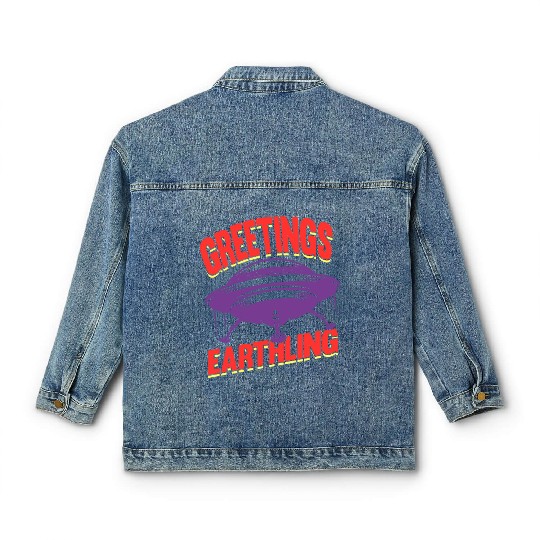 Alien, Aliens, UFO, UAP, Space Unknown Flight Classic Women's Denim Jackets