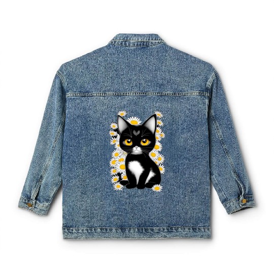 Black cat Classic Women's Denim Jackets