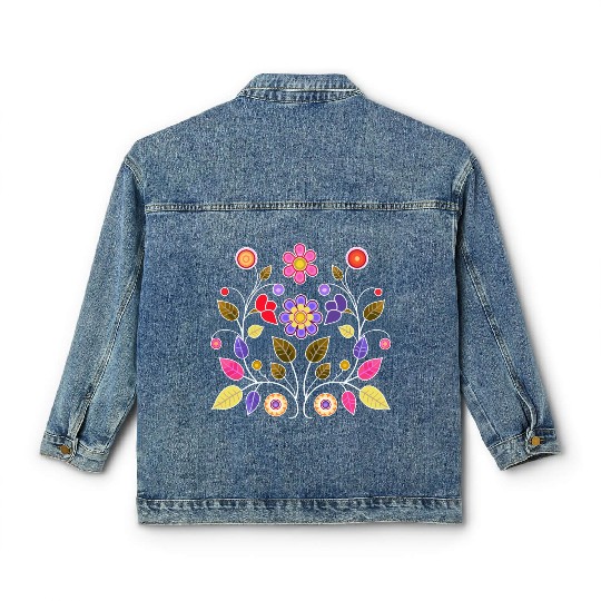 Ojibwe Floral with Anishinaabe Flowers Classic Women's Denim Jackets