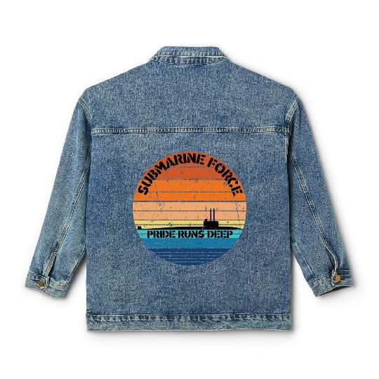 Sunset Navy Submarine Force Pride Runs Deep Classic Women's Denim Jackets