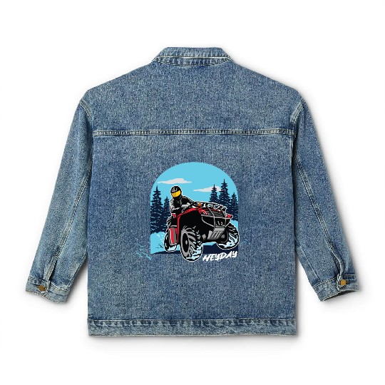 ATV/Quad "Winter Riding" style logo. By "Hey Day" Classic Women's Denim Jackets