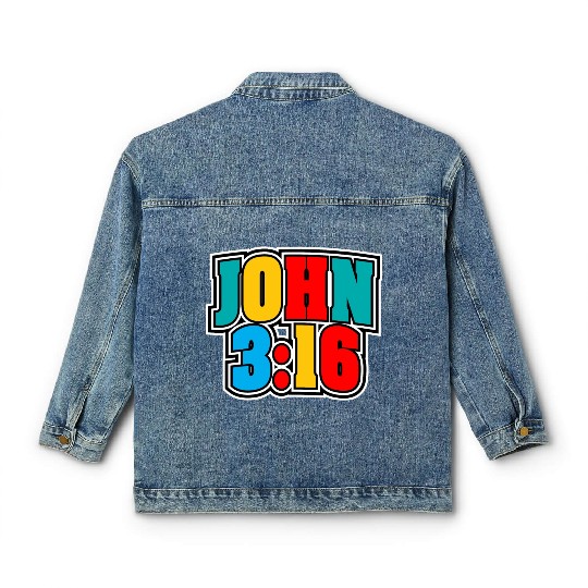 John 3:16 Love Jesus Bible Text Christian Classic Women's Denim Jackets