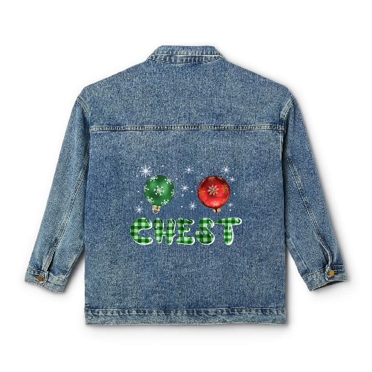 Chest Nuts Christmas Couple Funny Matching Classic Women's Denim Jackets