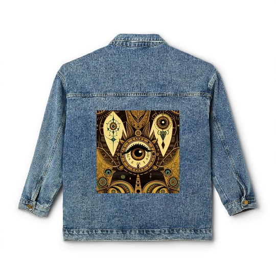 Abstract New Age 1920s Steampunk Design Classic Women's Denim Jackets
