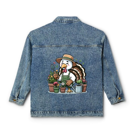 Thanksgiving Garden Turkey Gardener Vegetable Classic Women's Denim Jackets