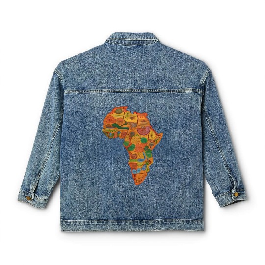 Colourful African Map For Afrocentric Lovers. Classic Women's Denim Jackets