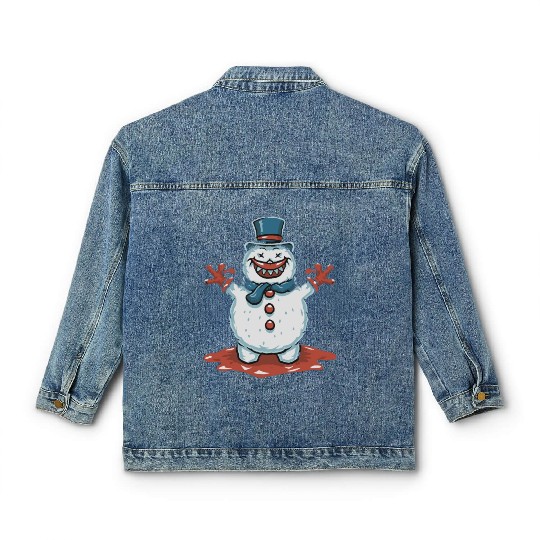 frosty snowman creepy Classic Women's Denim Jackets