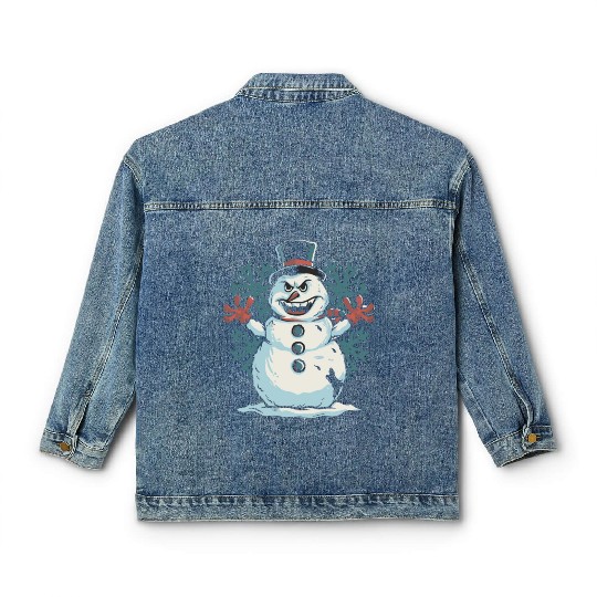 frosty snowman creepy Classic Women's Denim Jackets