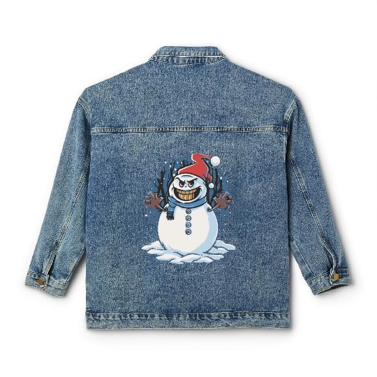 frosty snowman creepy Classic Women's Denim Jackets