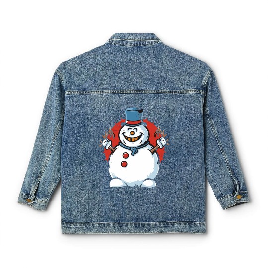 frosty snowman creepy Classic Women's Denim Jackets