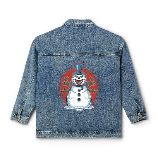 frosty snowman creepy Classic Women's Denim Jackets