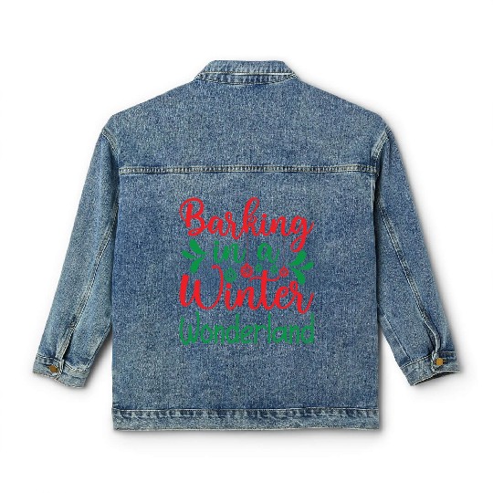 Barking in a winter wonderland, Christmas Gifts Classic Women's Denim Jackets