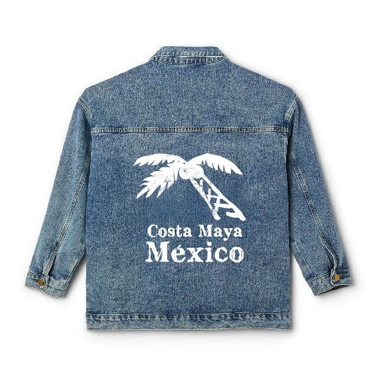 Costa Maya Mexico Palm Tree Vacation Trip Beach Me Classic Women's Denim Jackets