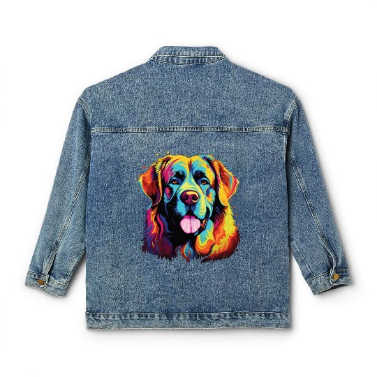 Watercolor Colorful Great Pyrenees Classic Women's Denim Jackets