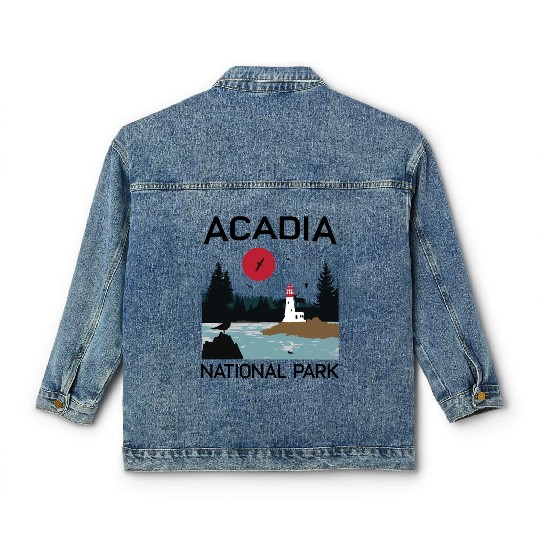 Acadia National Park 80s Maine Mount Island Classic Women's Denim Jackets