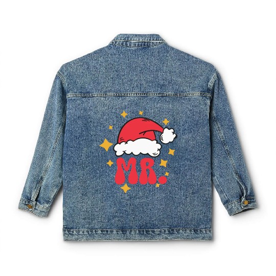 Mr And Mrs Claus Christmas Couples Matching Pajama Classic Women's Denim Jackets