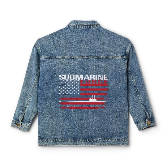 Submarine Force Usa Flag White Stars Classic Women's Denim Jackets