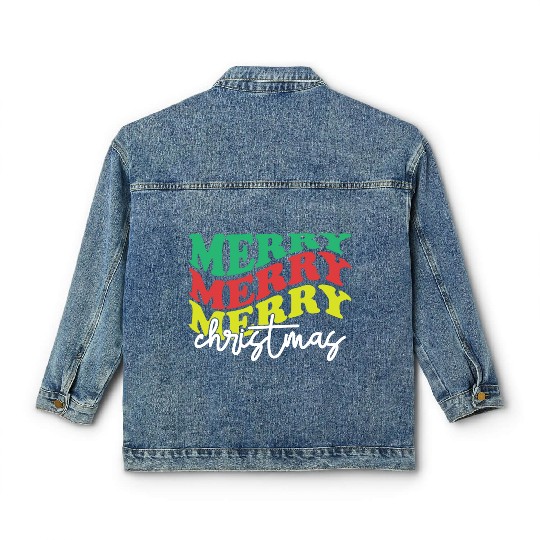 Merry merry merry Christmas, Xmas Design Classic Women's Denim Jackets