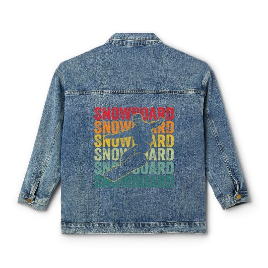 Retro Vintage Snowboarding Gift For Snowboarders Classic Women's Denim Jackets