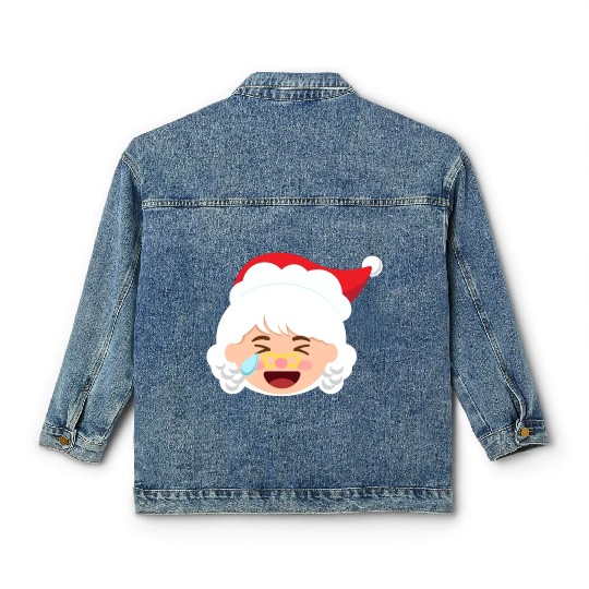Mrs Claus Emoticons Cry Laughing Loud Christmasmrs Classic Women's Denim Jackets