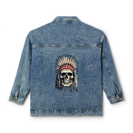 Skull Indian Chief Native American USA Classic Women's Denim Jackets