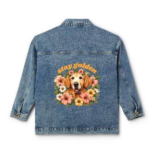 Dog Lovers Golden Retriever Classic Women's Denim Jackets
