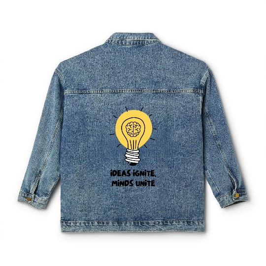 Lamp Bulb Brain Idea Yellow - Creative Spark Classic Women's Denim Jackets